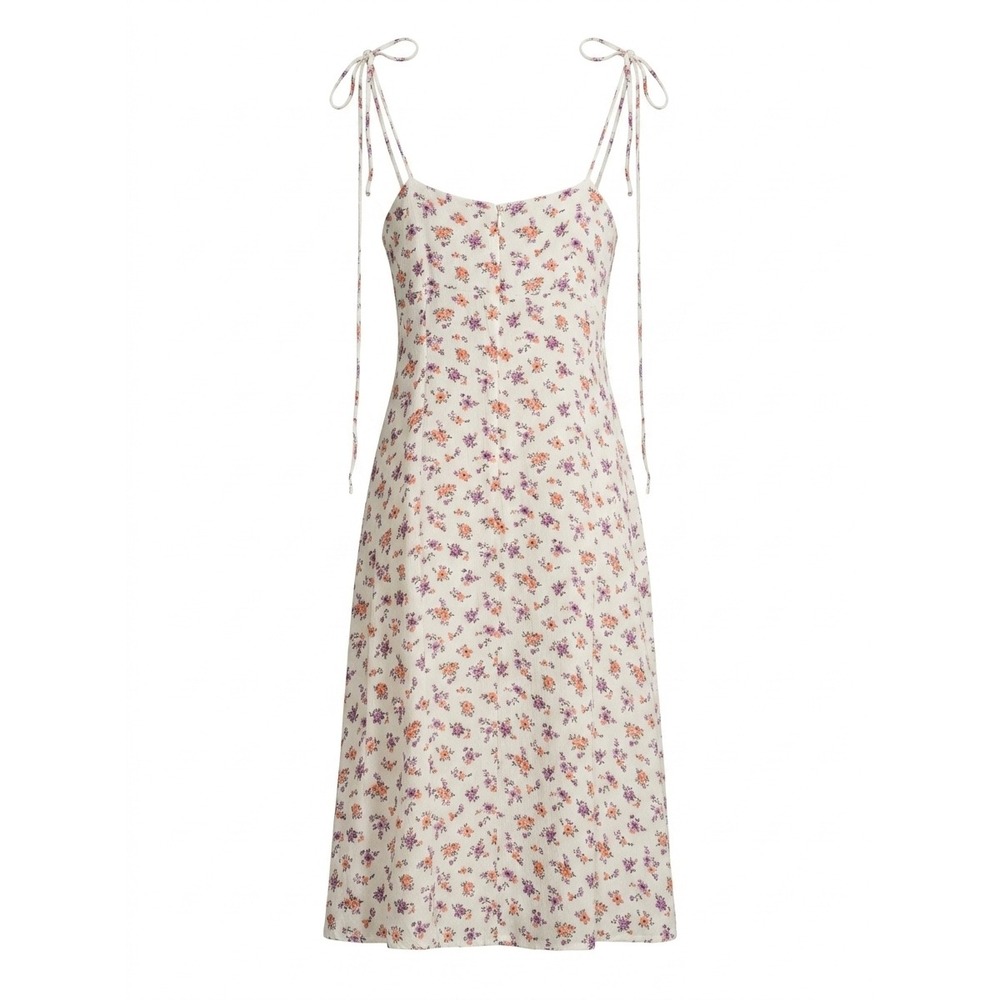 20. Urban Outfitters Floral Tie Strap Midi Dress Cream Purple Orange Size 0